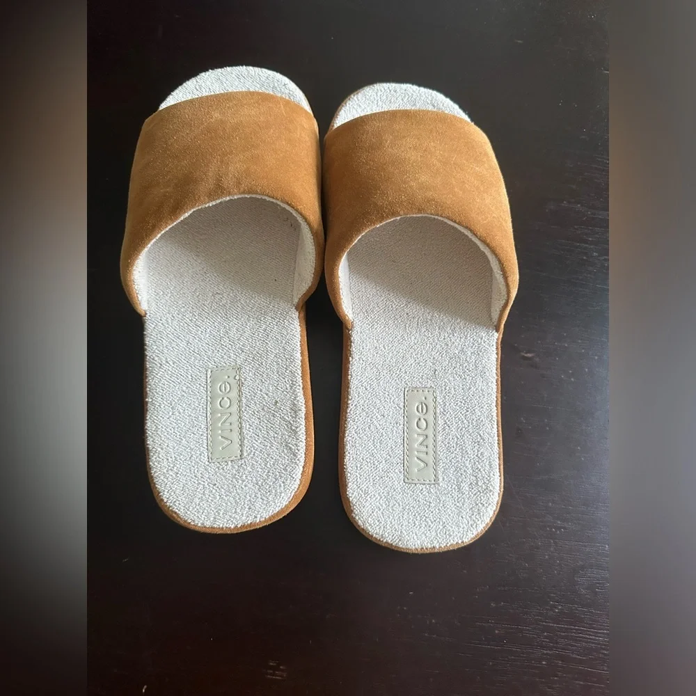 New Vince Karina-2 indoor/outdoor tan suede sandals size 8 - Picture 3 of 7